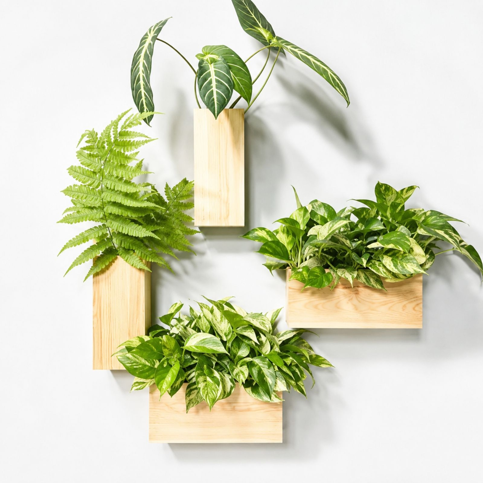 4 Wood Planters for Walls or Table Decoration for any room