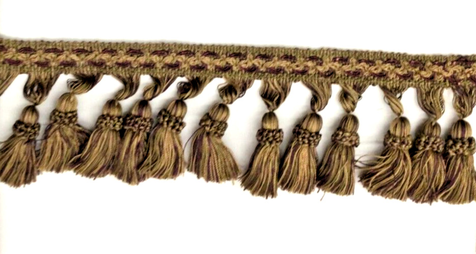 (SOLD BY THE YARD) 3.5&Prime; Tassel Fringe Trim Gold with Purple
