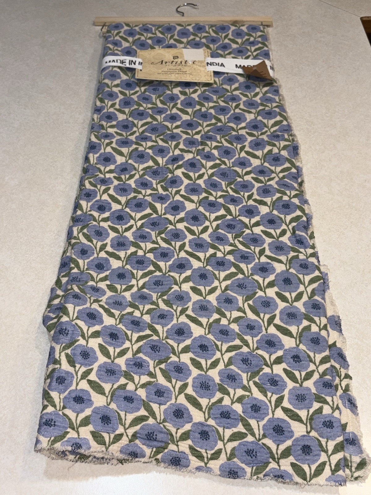 Artistic Accents Decorative Throw 50&Prime;x70” Blue & Beige Floral Made In India NWT