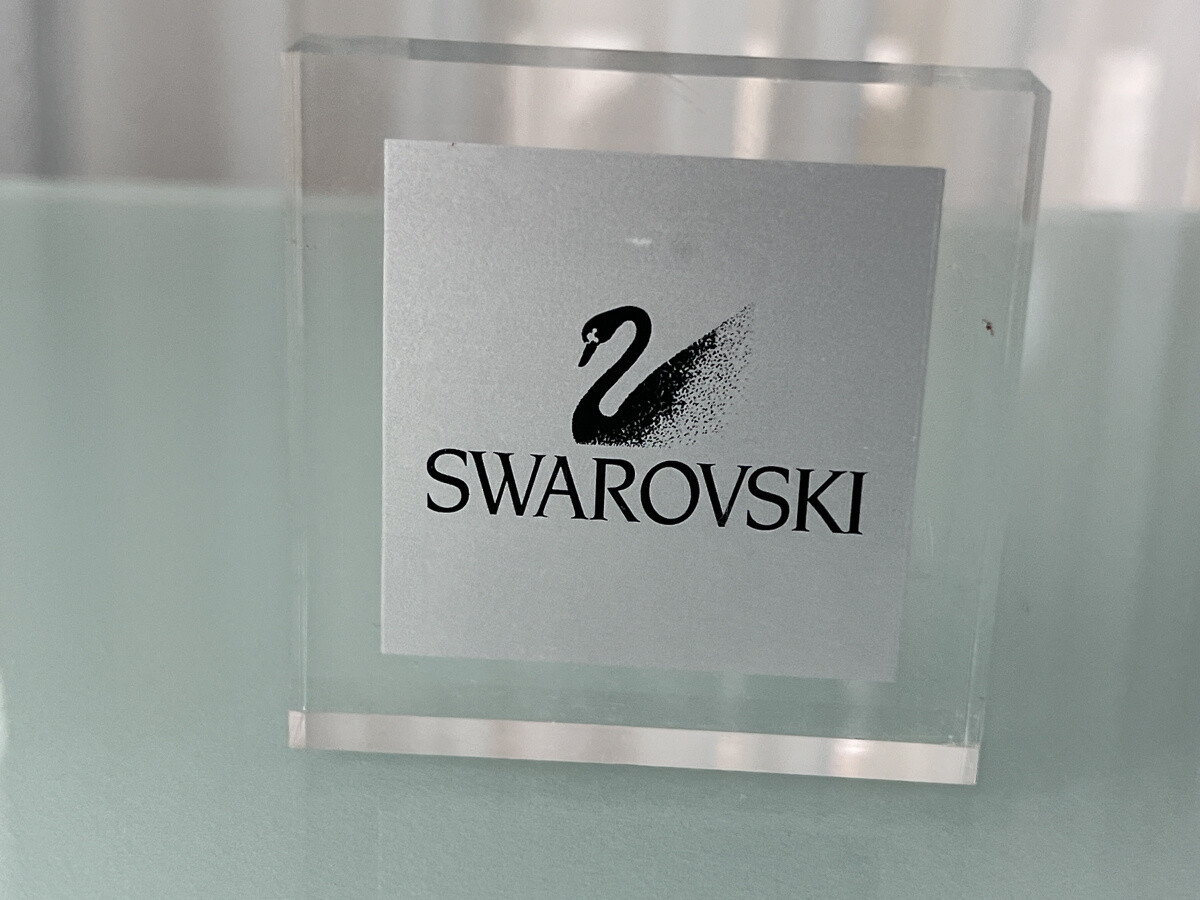 Swarovski Figurine Sign Perspex 8 x 8 cm. Unused