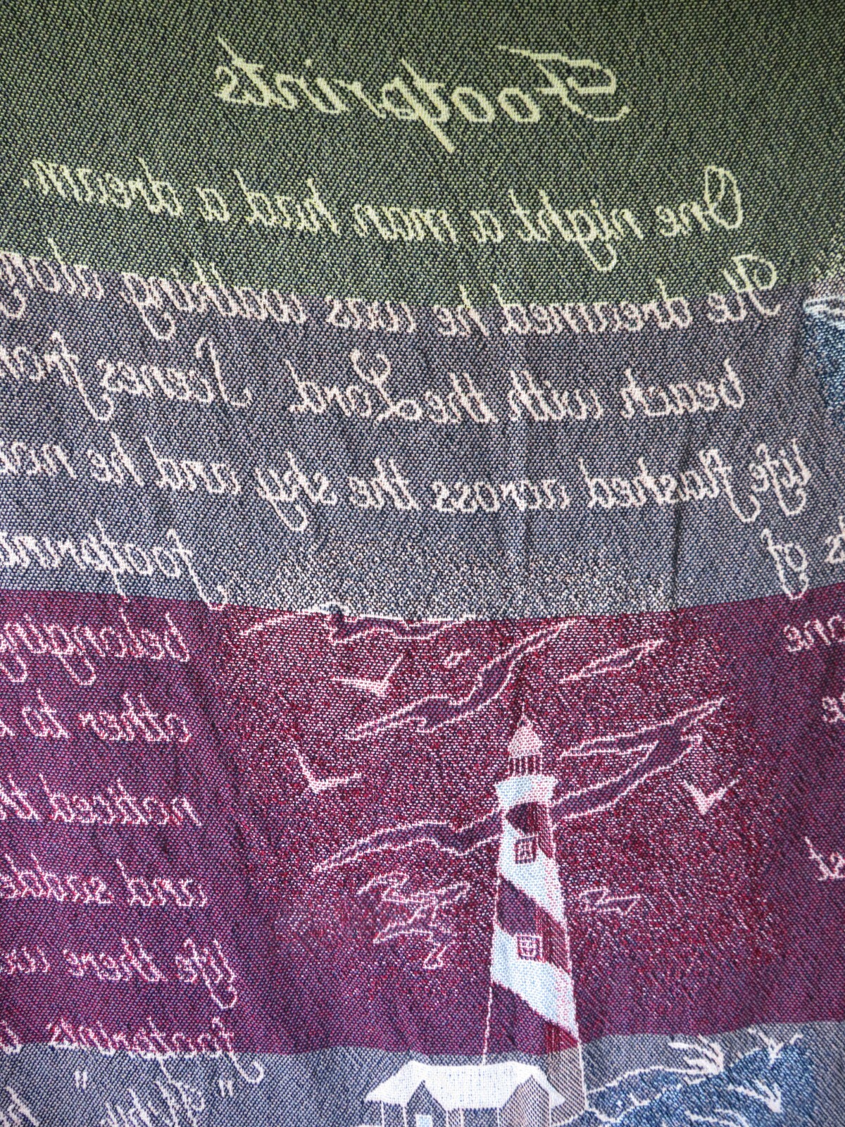 Footprints in the Sand Throw Blanket Lap Afghan Religious Woven Cotton 46&Prime;x67&Prime;