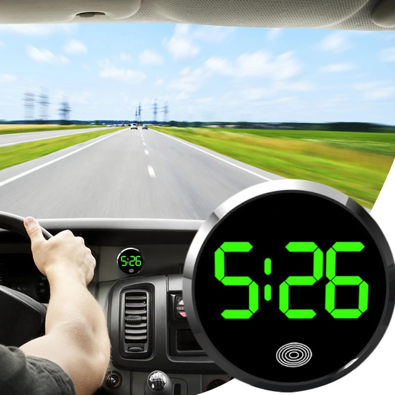 Mini Car Dashboard Analog Clock Glow in Dark Alloy Interior Adhesive Watch Decor