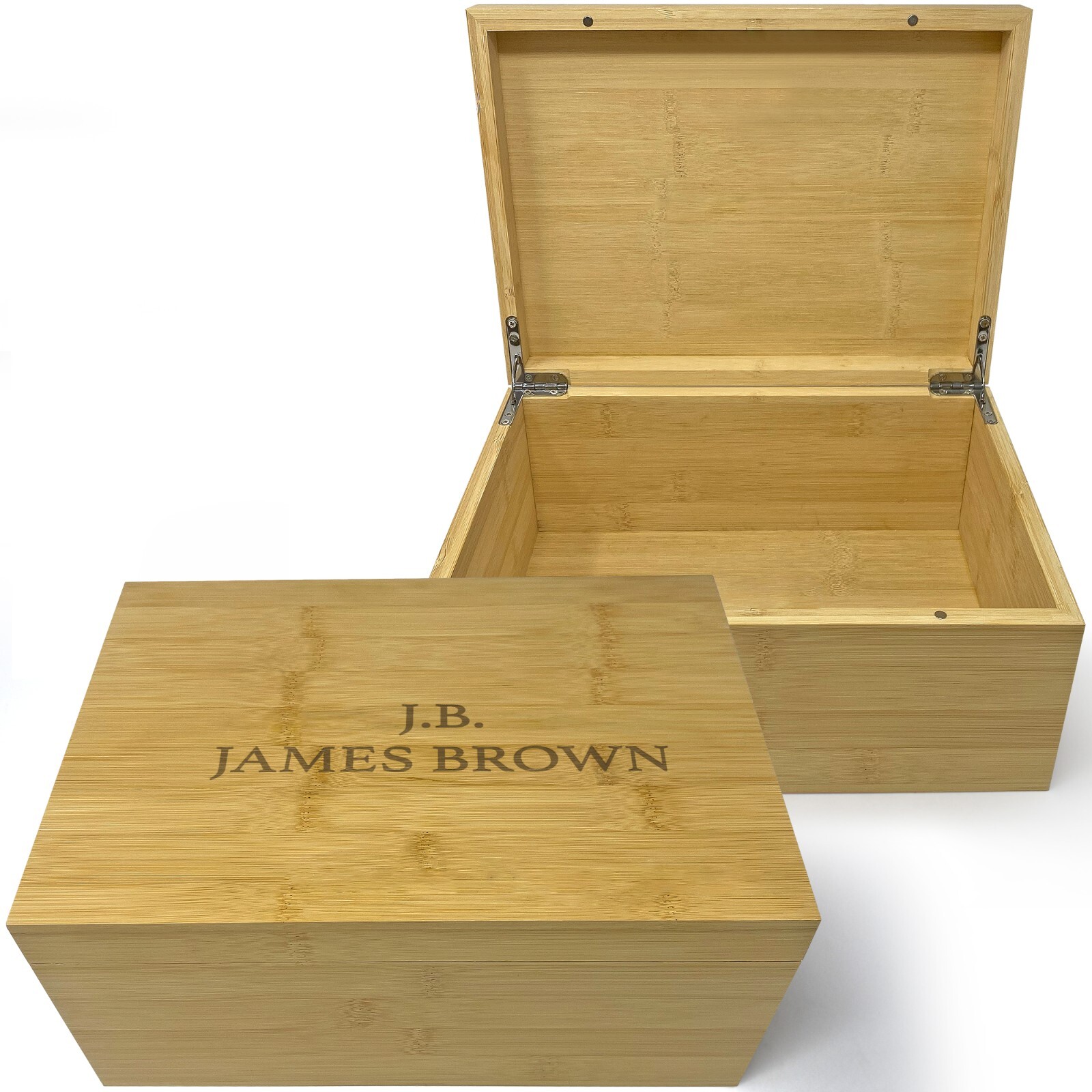 Personalized Wood Box with Hinged Lid Large – Unique Wooden Keepsake Box Bamboo