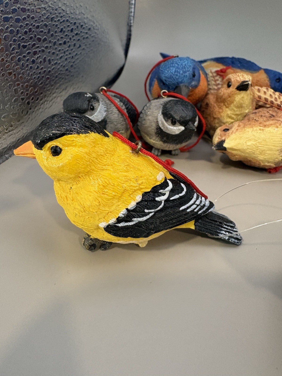 12 Bird Ornaments Mini Solid Resin Realistic 2 Inch And Smaller