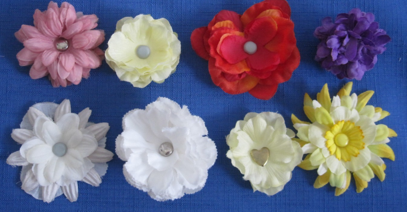 #5 Lot-50 Small/Medium Layers Used Silk Flower Petals 1-3&Prime; Brads Multiple Colors