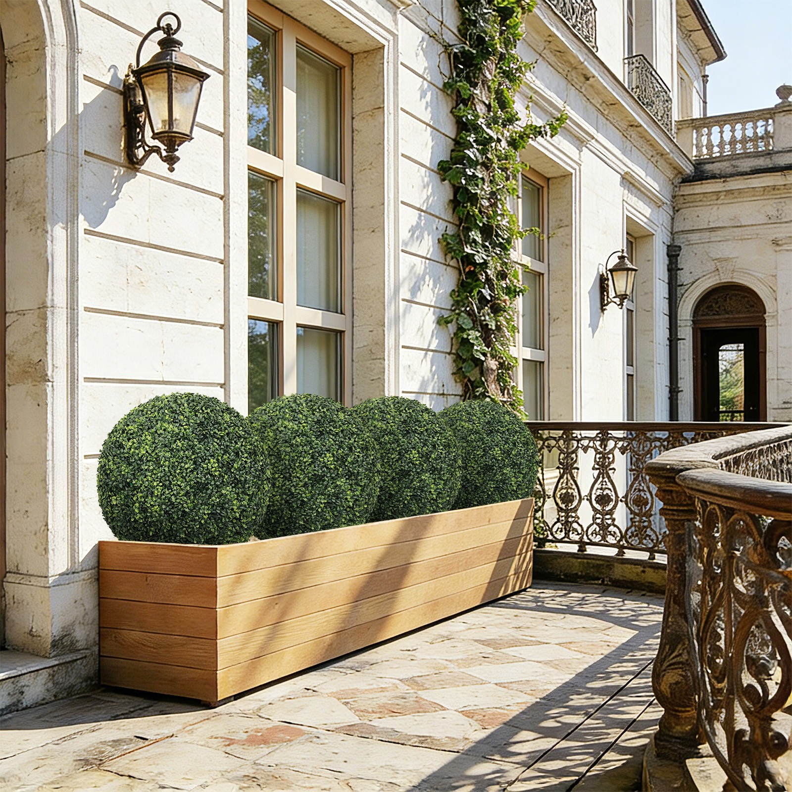 22.4in 2pcs Artificial Topiary Balls Outdoor Faux Boxwood Large Decor Kit