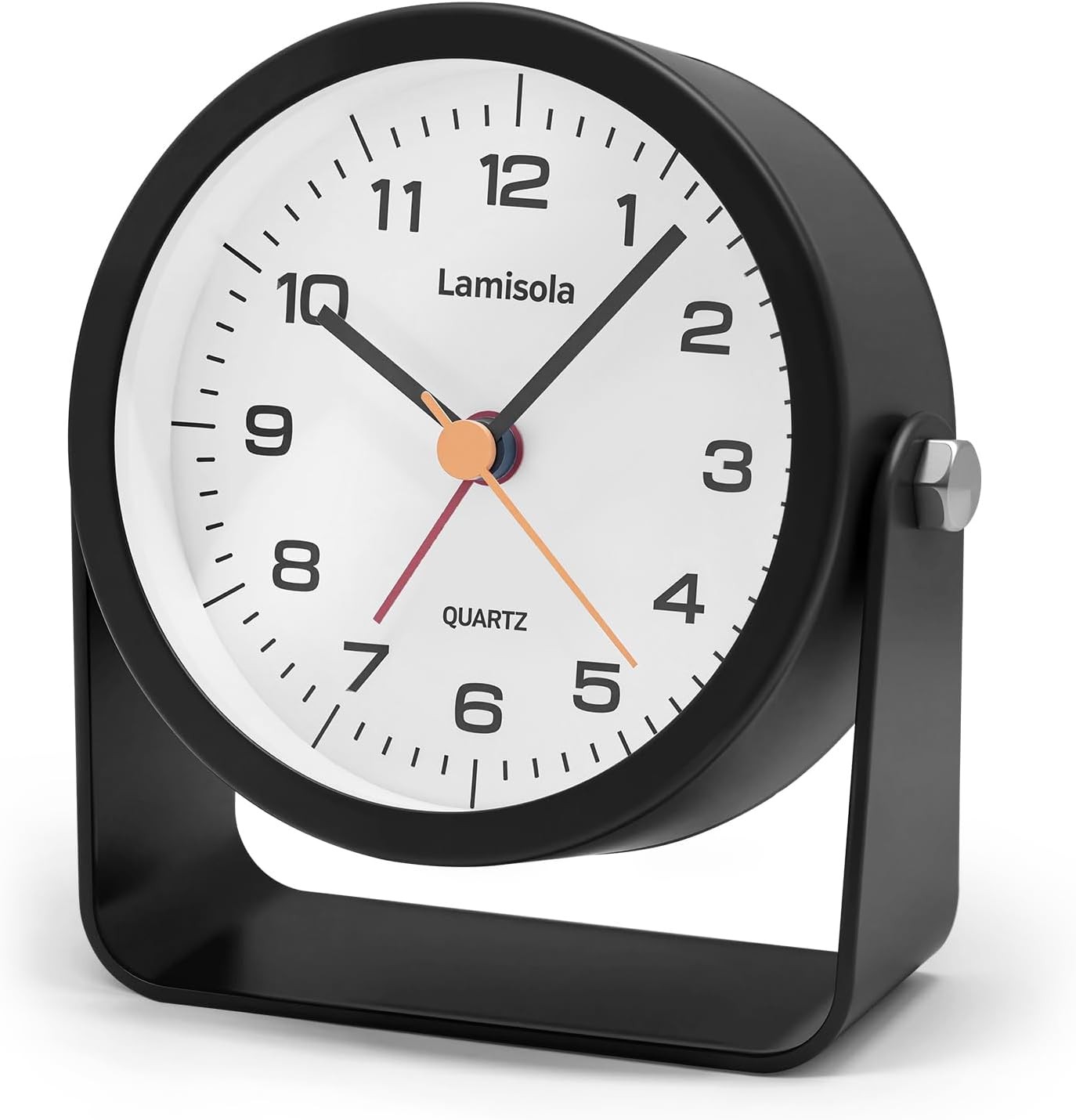 3.5 Inch Small Desk Alarm Clock, Battery Operated Analog Silent Clock with Night