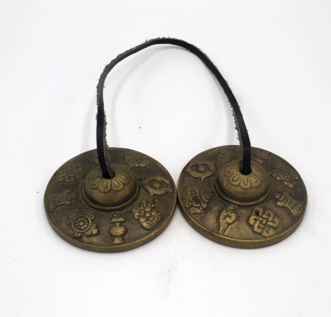 vintage Bronze Meditation Healing Tibetan Tingsha Bells finger cymbals yoga 2.5&Prime;