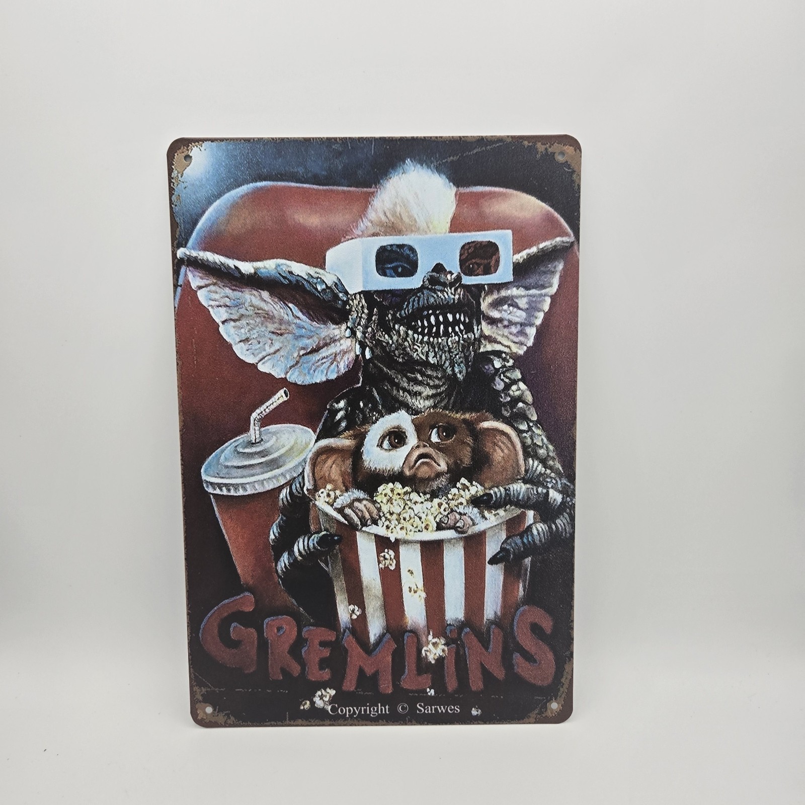 Vintage Gremlins Horror Movie Tin Metal Sign Poster Wall Art 8×12