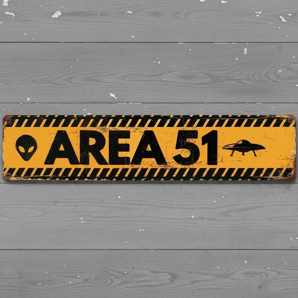 Area 51 Vintage Novelty 18 x 4 Novelty Metal Sign Made In USA New!