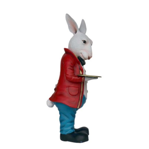 Rabbit Waiter Butler Life Size Resin Statue Fairytale Wonderland Prop Display
