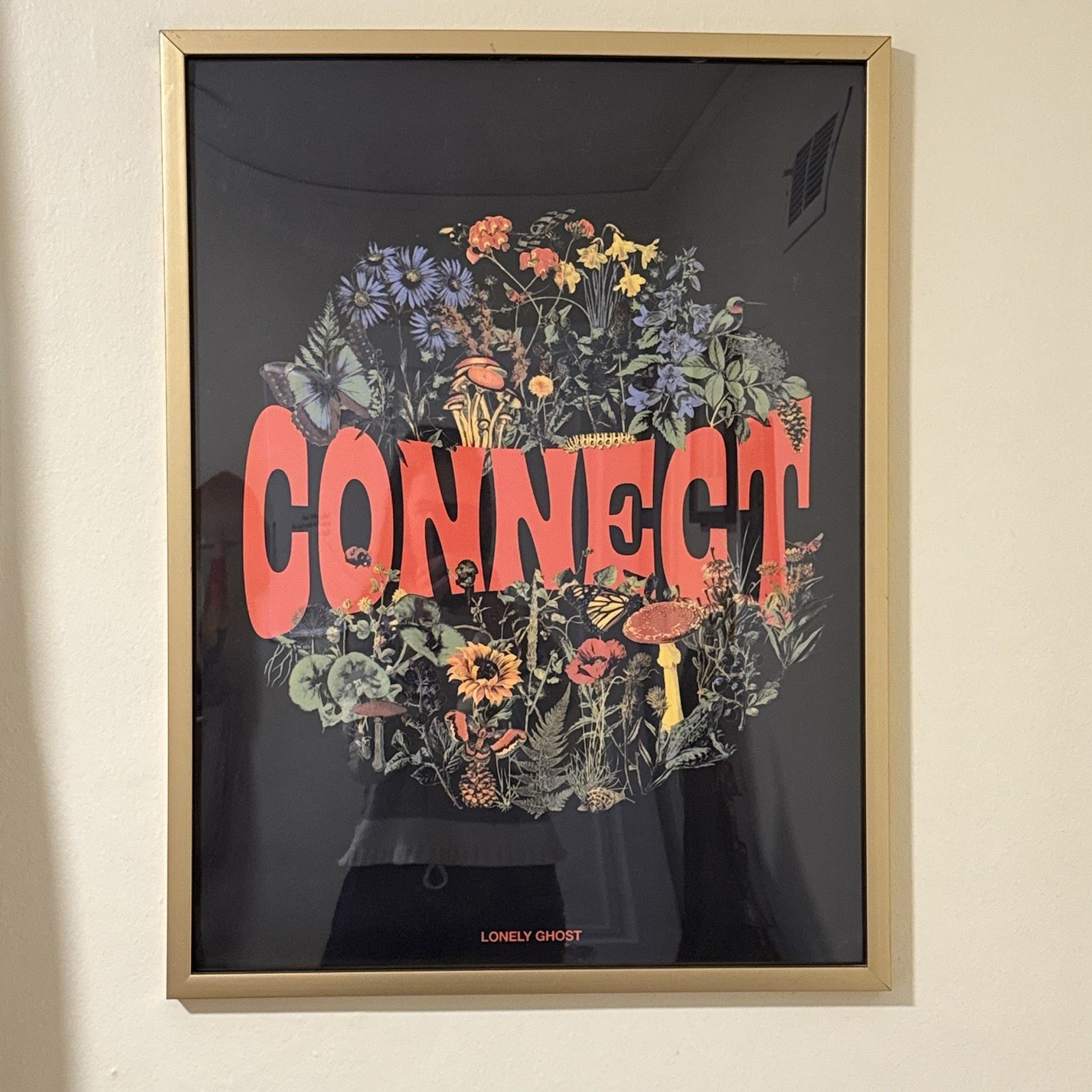 Lonely Ghost Connect Mushroom Flowers Circular Graphic Print Poster 24” x 36”