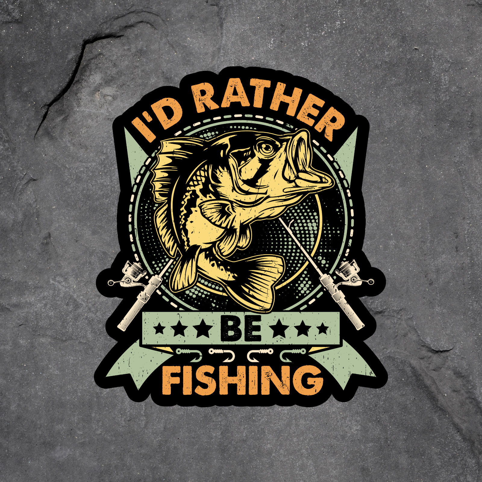 Fishing sticker vinyl decal id rather be fishing largemouth bass rods vintage