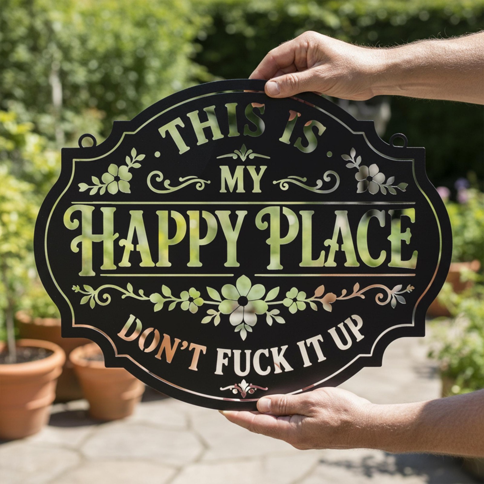 « This Is My Happy Place » Funny Metal Sign – Sarcastic Home Decor
