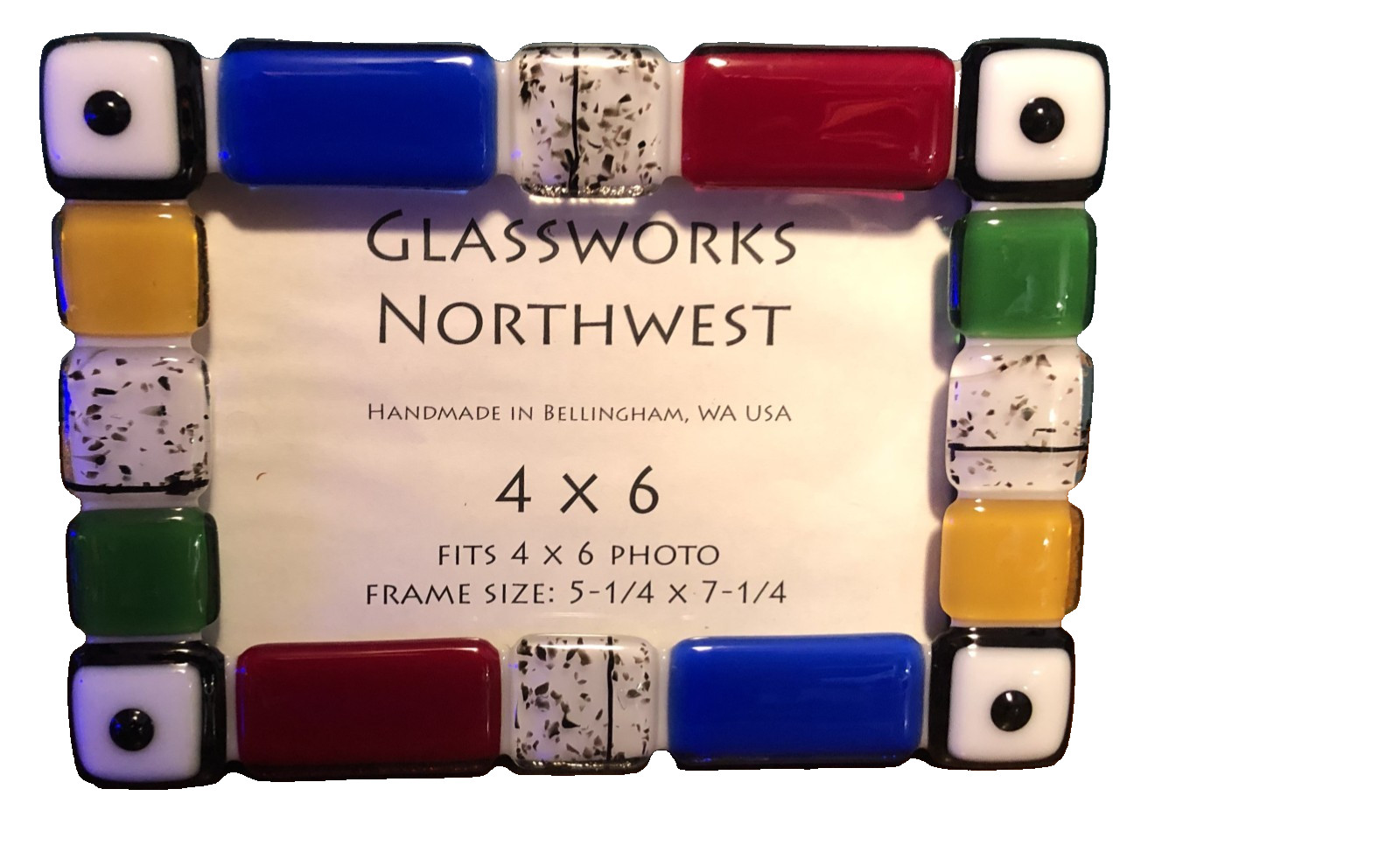 Pretty Fused Glass Glassworks Northeast 4×6 Easel Back Photo Frame