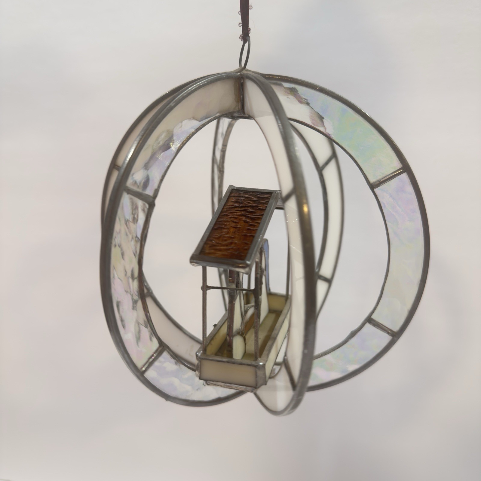 Stained Glass Nativity Circle 3D Suncatcher 7” Round Handmade Hanging Jesus Mary