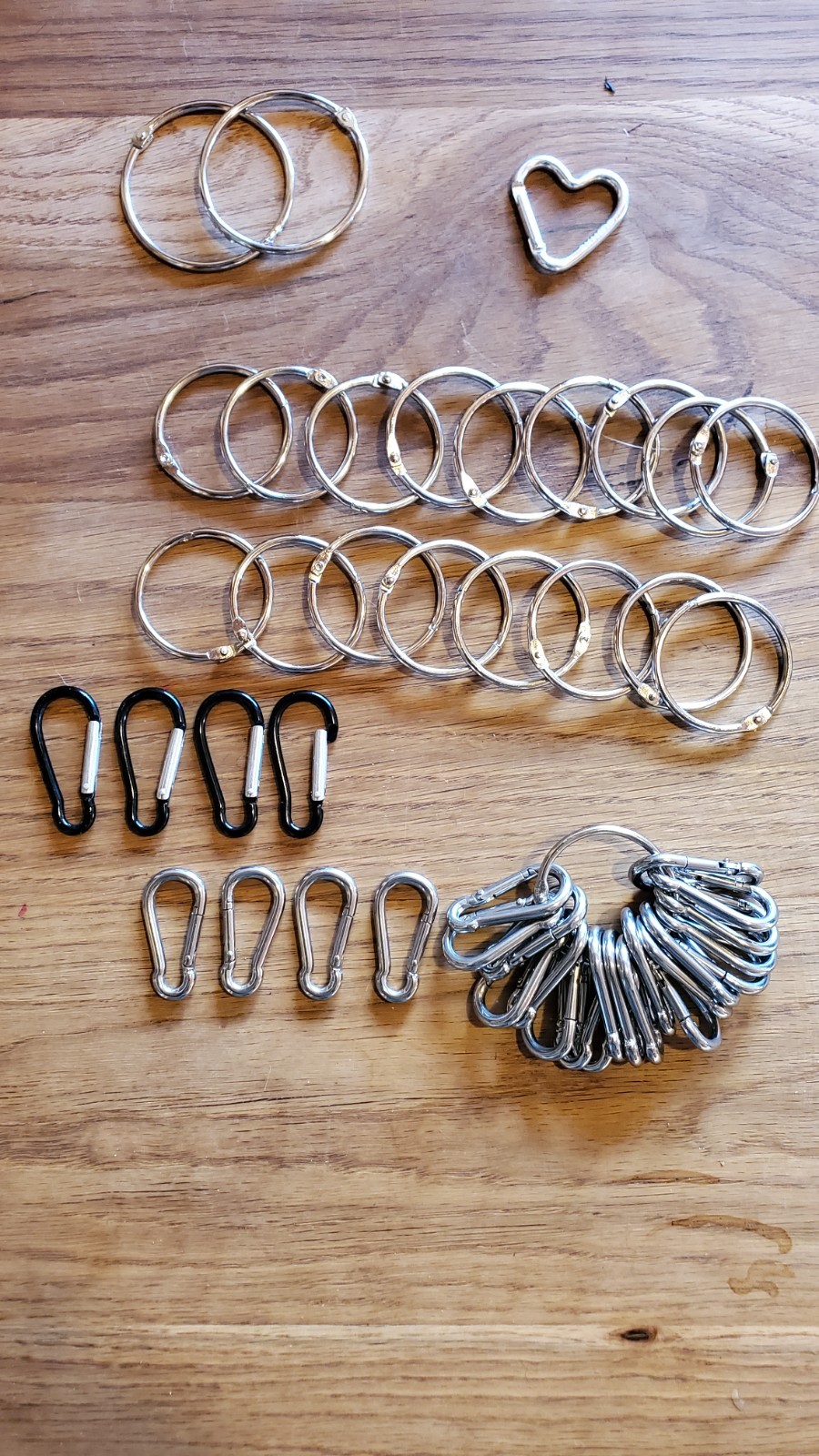 49 PCS Key/Binder Rings, mini accessory carabiner clips, NEW