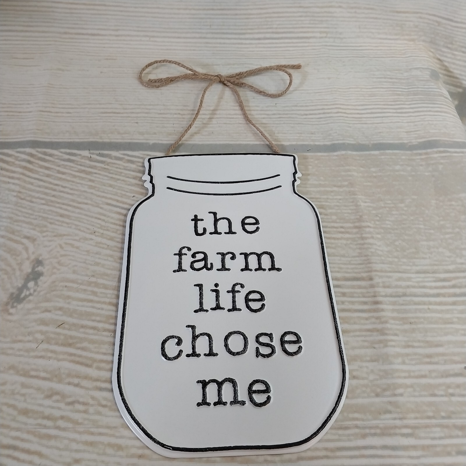 New! « The Farm Life Chose Me » Mason Jar Metal Hanging Sign Farmhouse Country