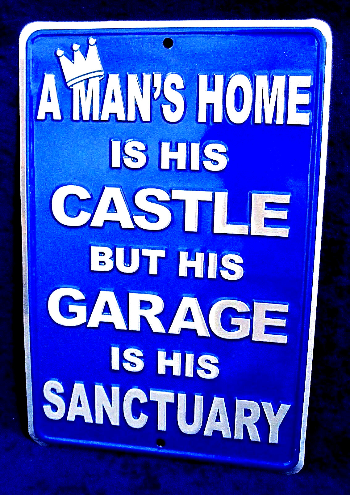 MAN&rsquo;S CASTLE GARAGE SANCTUARY -*US MADE* Embossed Sign – Man Cave Bar Wall Decor