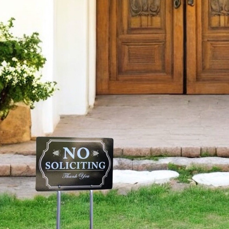 No Soliciting Yard Sign with Stakes
