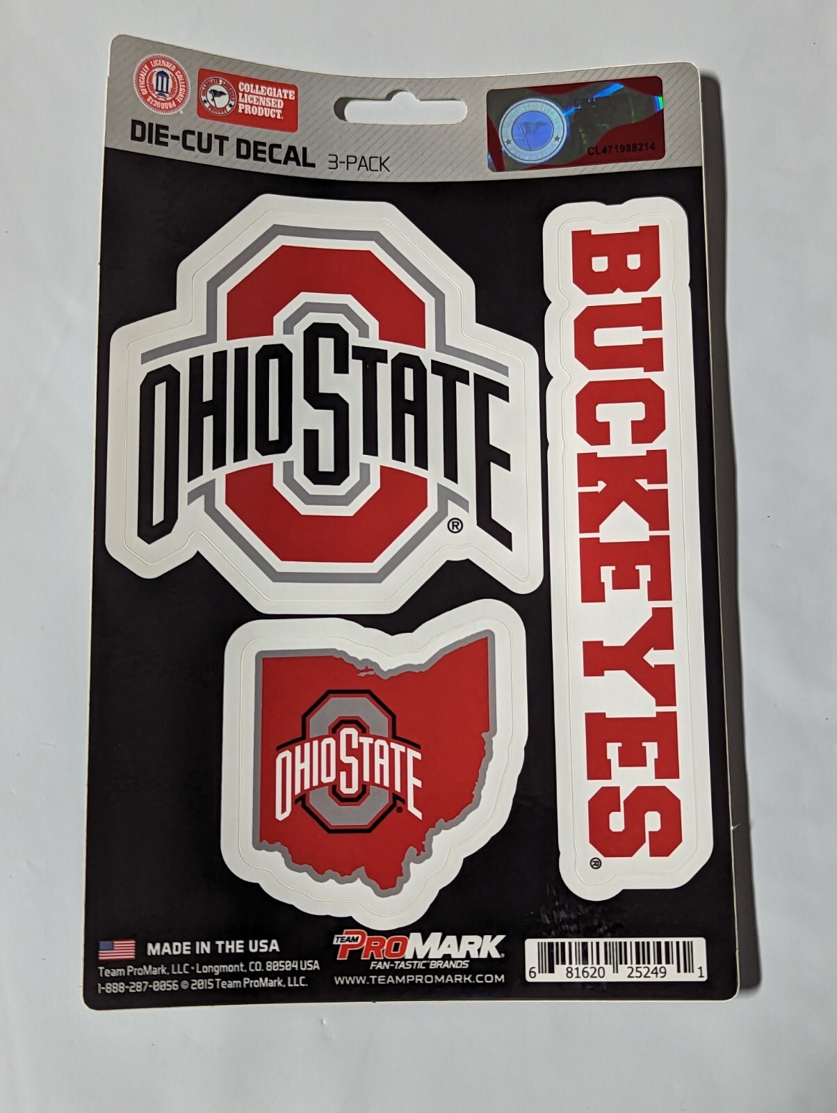 Ohio State Buckeyes 3-Pack Die-cut Decals Stickers Sheet Measures 5&Prime; x 7&Prime; New!