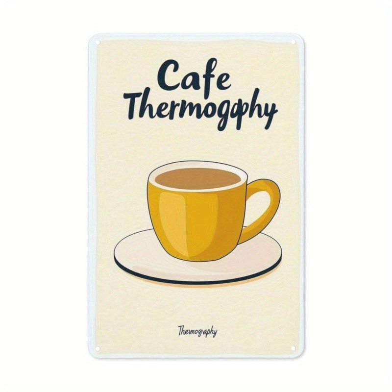 Vintage Metal Coffee Cup Wall Sign Retro Decor