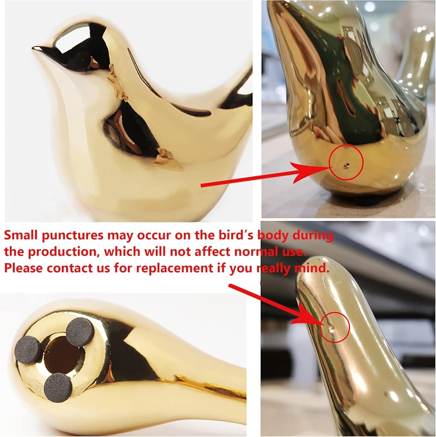 Small Birds Statues Gold Home Decor Modern Style Figurine Decorative Ornaments