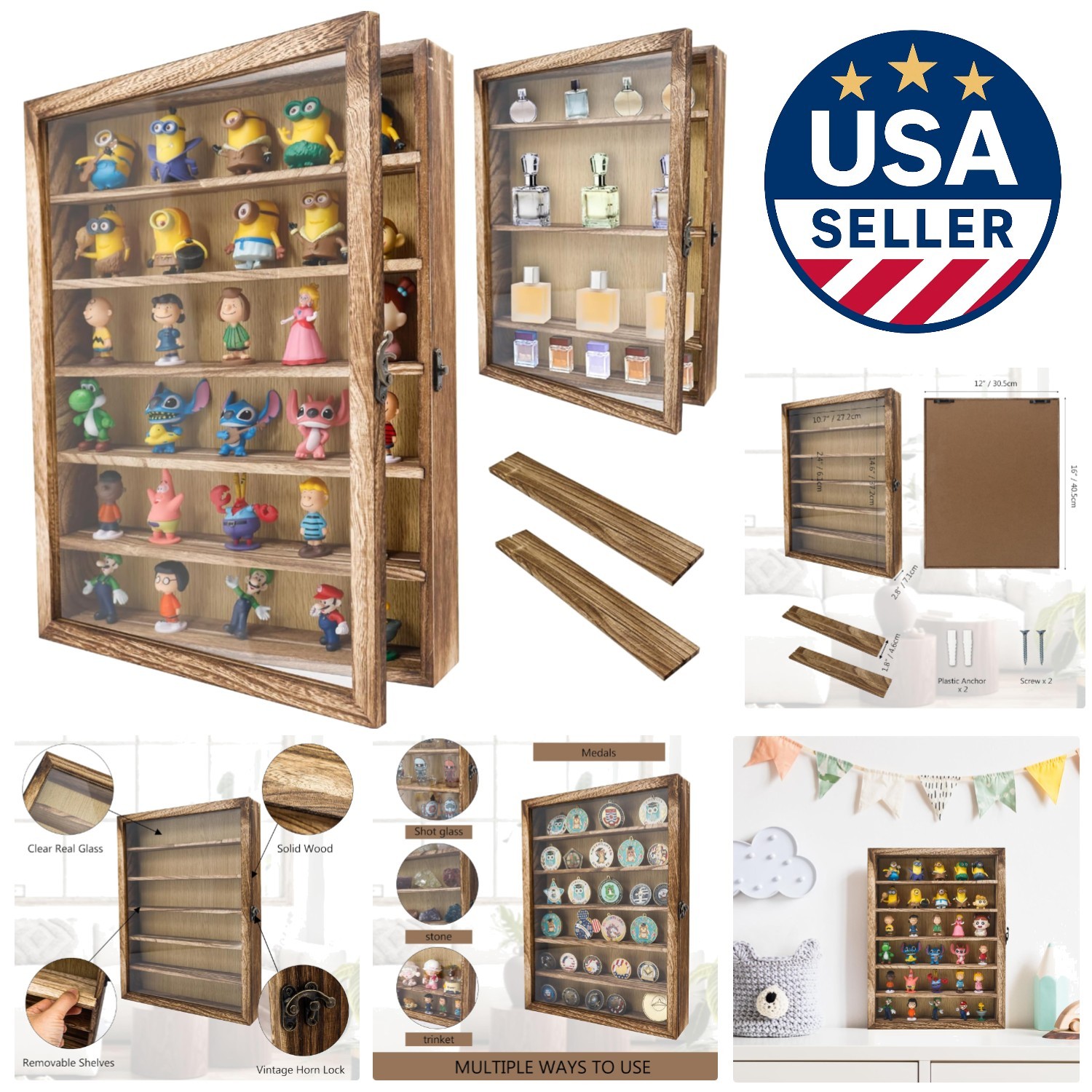 Customizable 12×16 Wood Shadow Box with Removable Shelves for Personal Displays