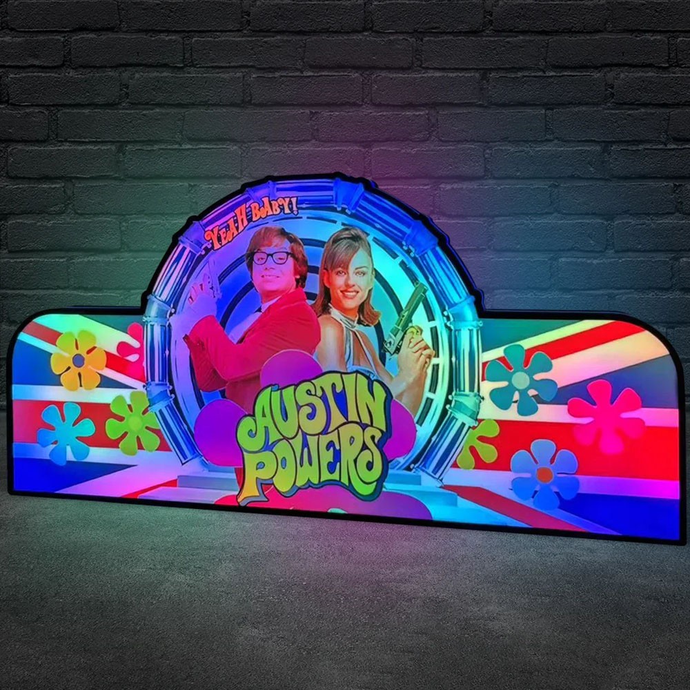 Austin Powers Pinball Topper 3D Printed LED Lightbox for Game Pinball Machine