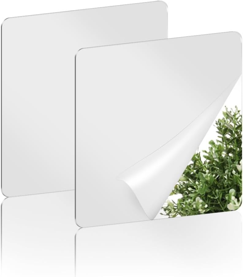 Lightweight Self-Adhesive Acrylic Mirrors – 2 Pack, Ideal for Any Room, 6×6 inch