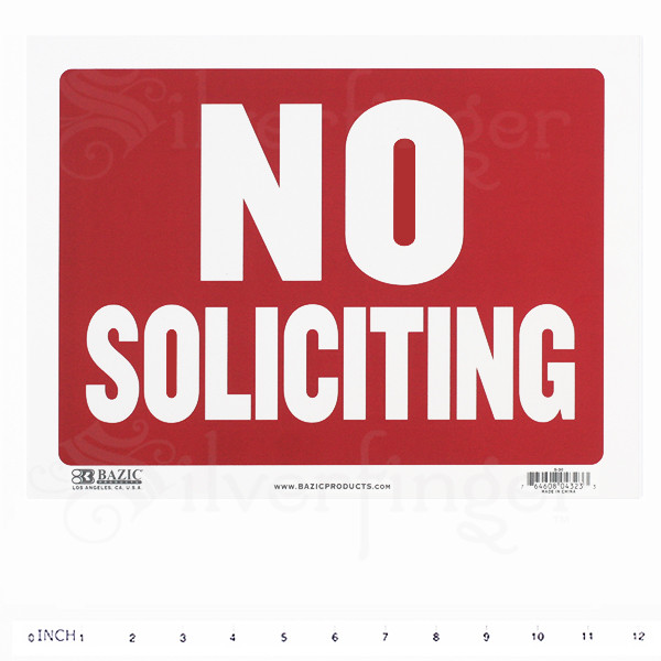 NO SOLICITING Sign • Door Signs Store Office Shop — Red+White 9×12&Prime; inch PVC