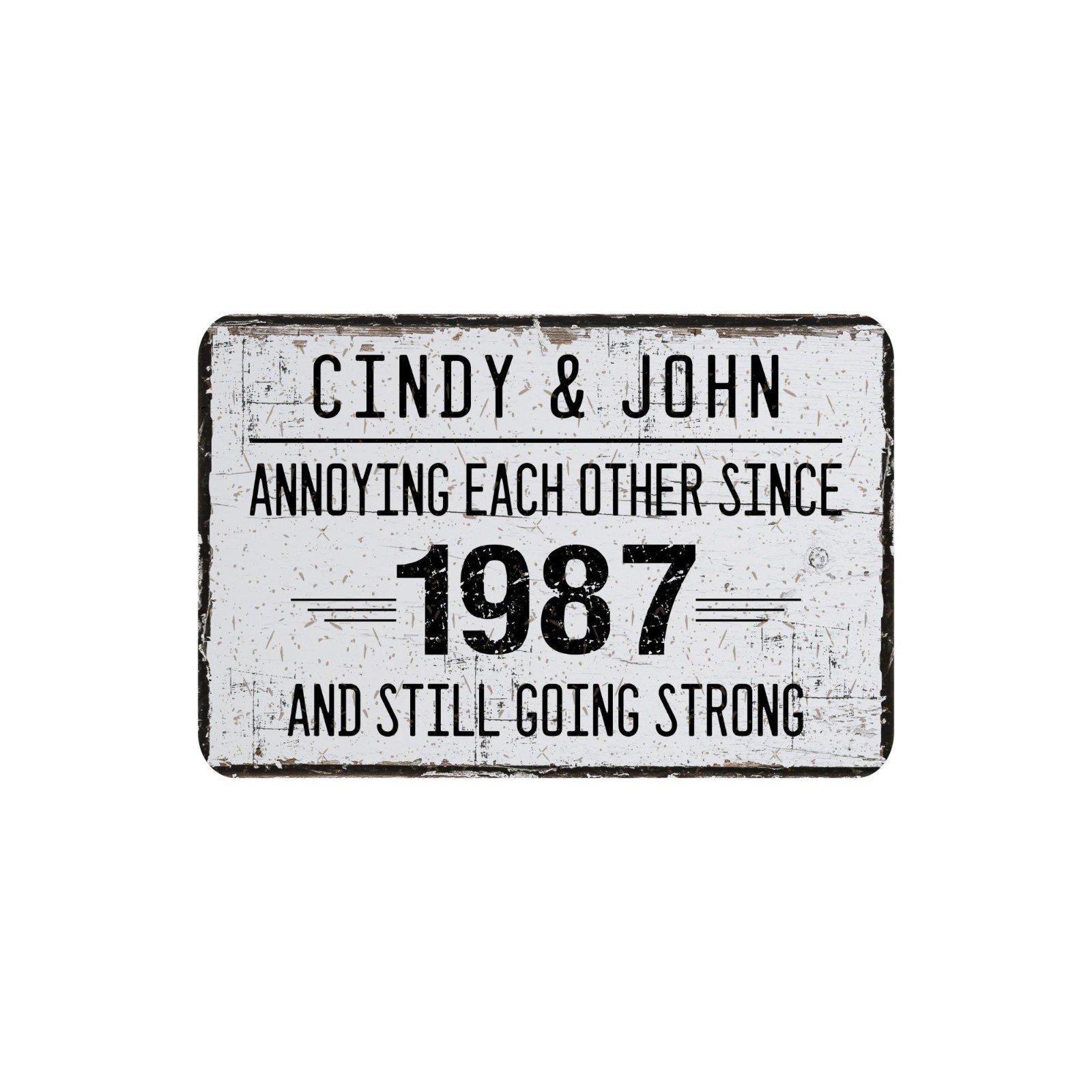Personalized Anniversary Metal Sign, Funny Couple Gift, Custom Names Date Decor