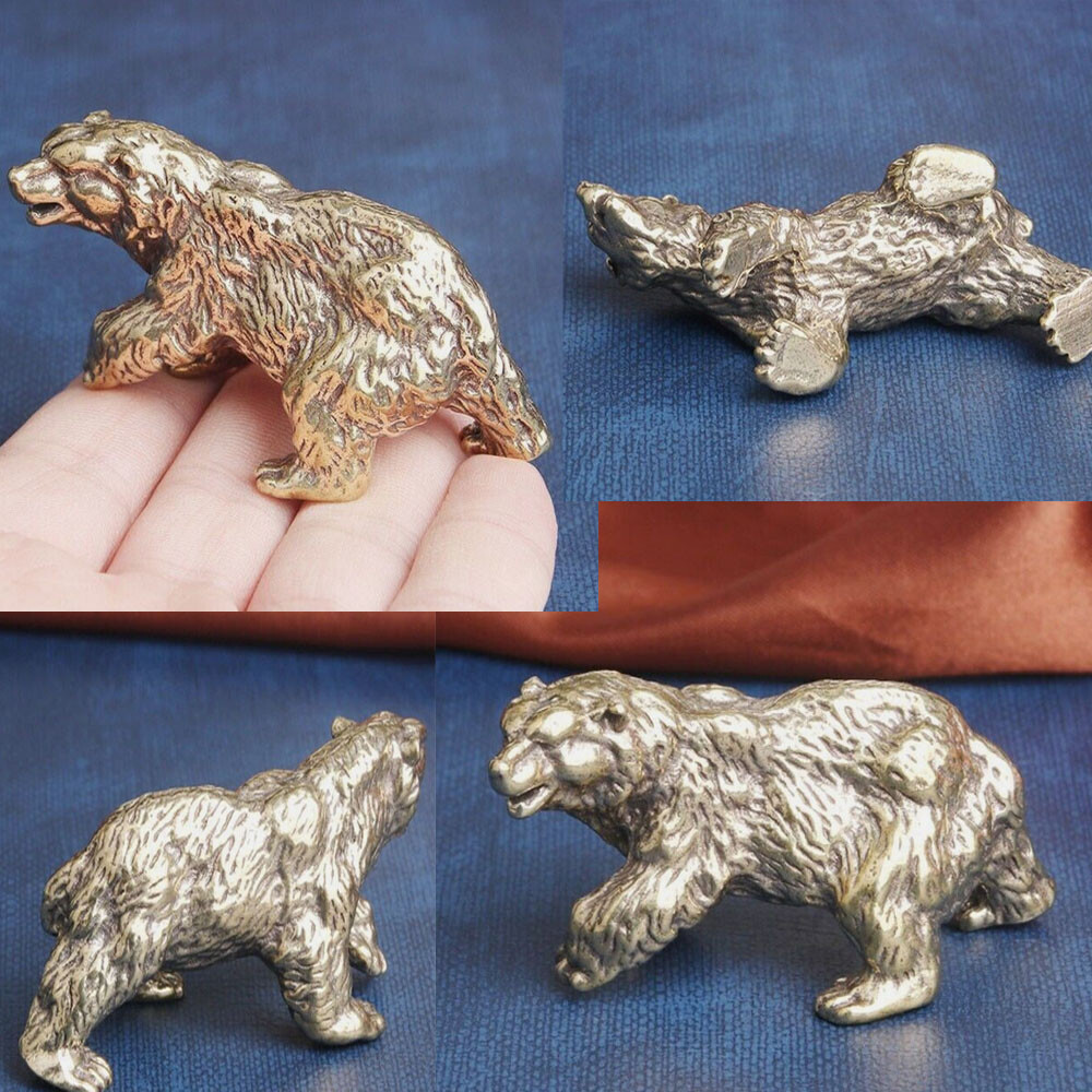 Solid Brass Bear Figurine Statue Animal Figurines Toy House Desktop Decoration
