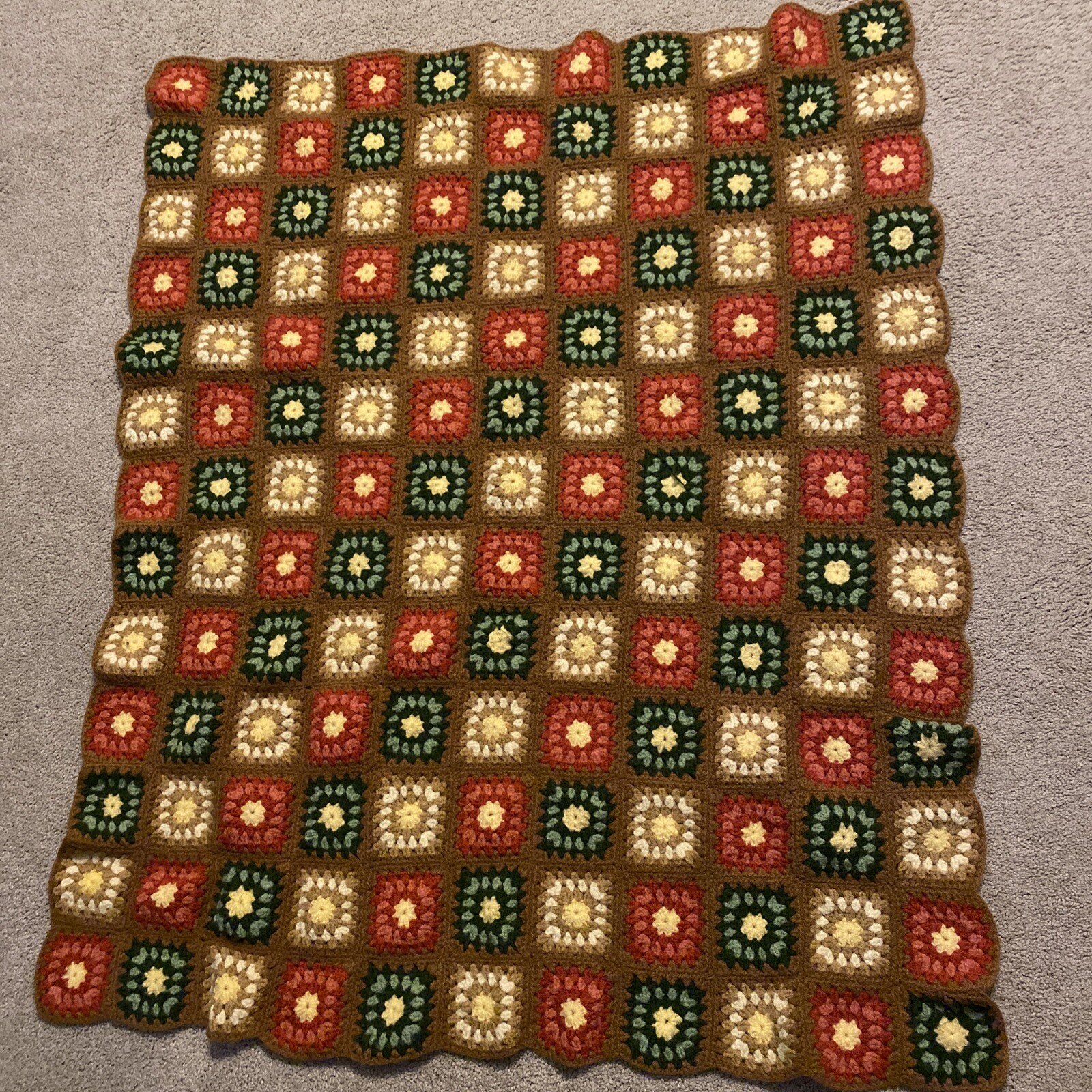 Vintage Crochet Granny Square Throw/Afghan 54”x 46” – EUC