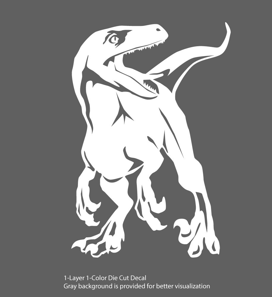 Dinosaur – Roaring Velociraptor #1 – Jurassic Period – 4-21&Prime; wide – DieCut Decal