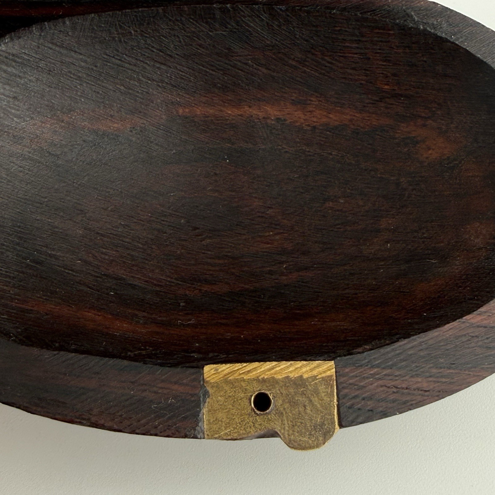Mid Century Modern Rosewood Brass Inlay Clam Shell Trinket Box Paul Evans Style