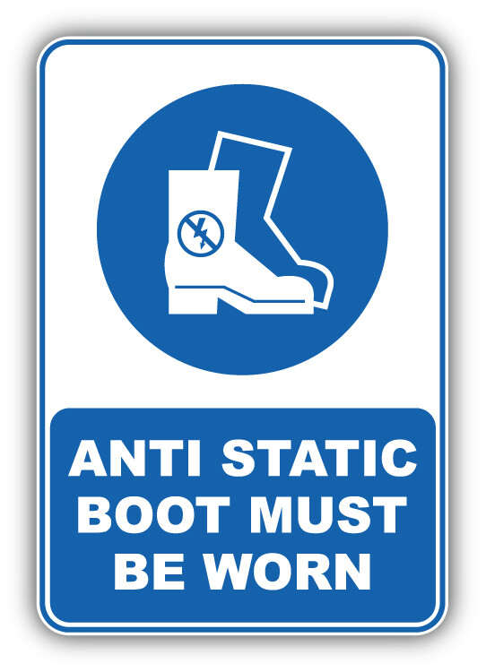 Anti Static Boot Must Be Worn Mandatory Sign Car Bumper Sticker Decal