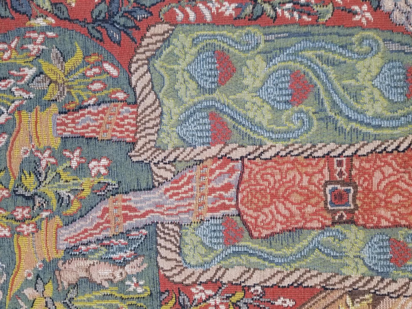 Vintage France Medieval Le Roman de la Rose Jacquard Woven Tapestry 48x36in