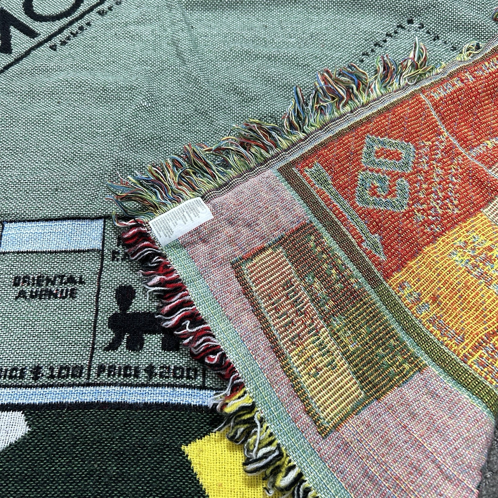 Monopoly Woven Throw Approx. 43” X 42” Pre-owned Excellent Condition