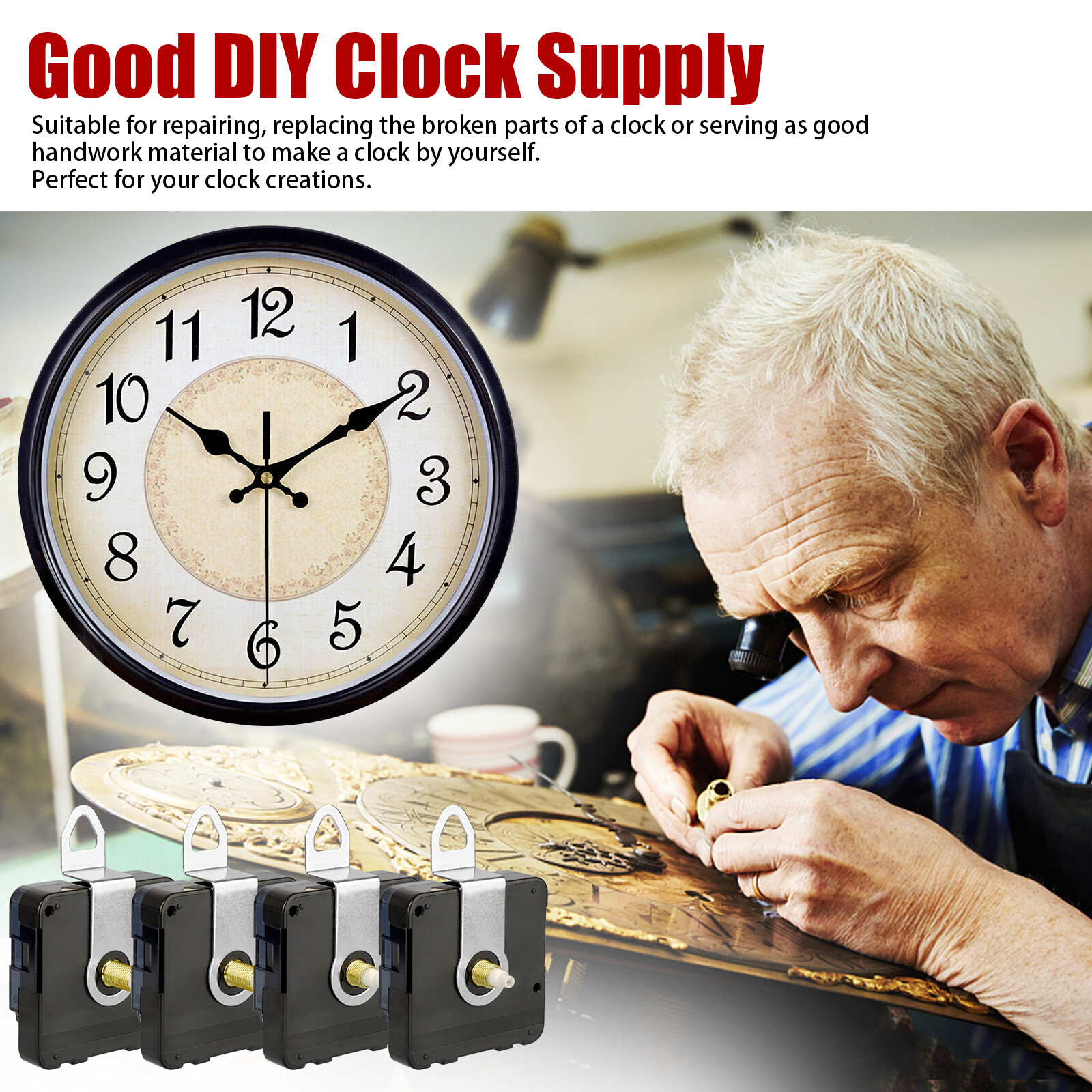 4PCS Wall Quartz Clock Movement Mechanism DIY Replacement Repair Tool Parts Kit