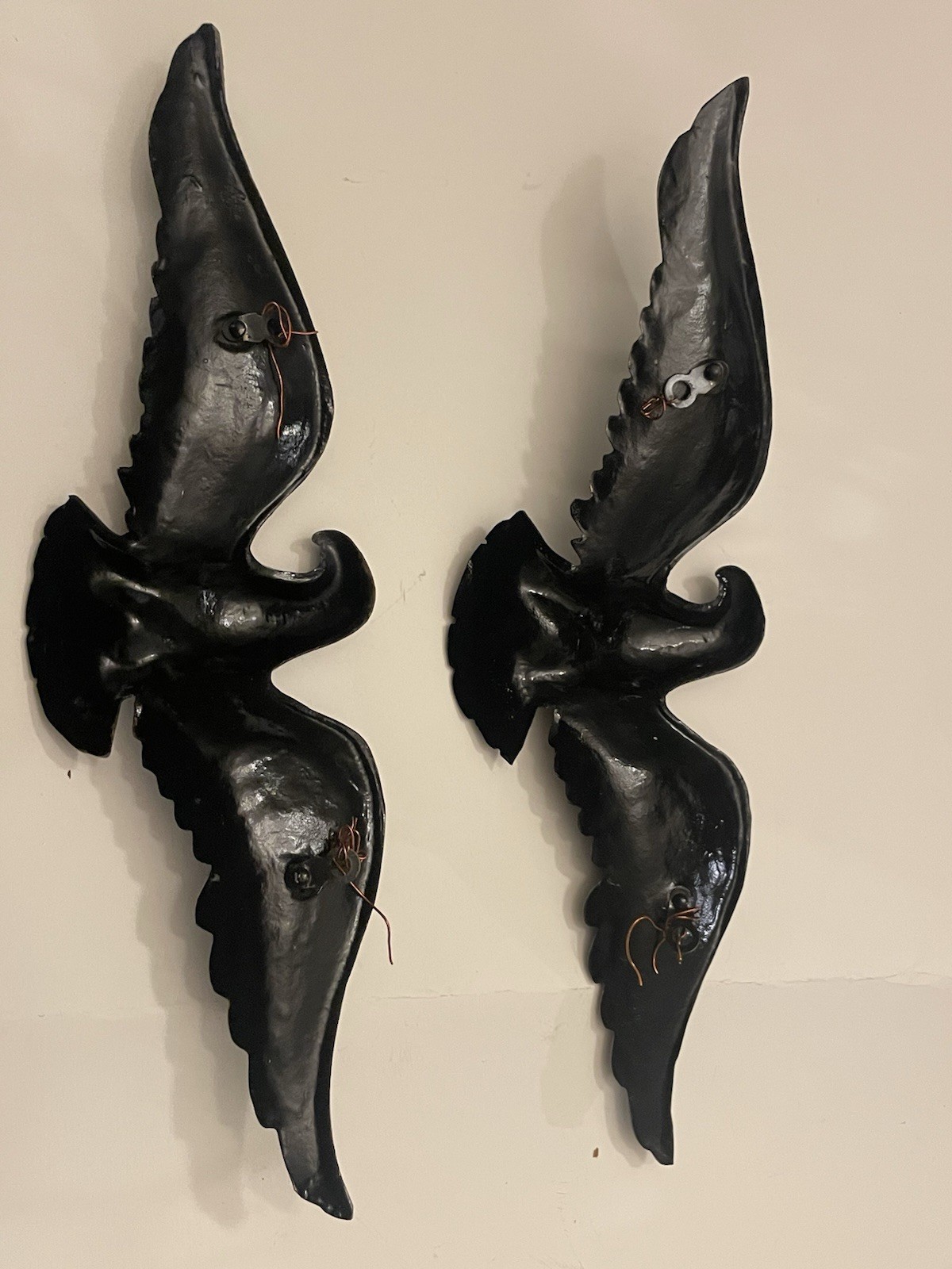 VINTAGE EAGLES SPREAD WINGS. Front Door House Wall Hanger Cast Iron? 17&Prime; inches