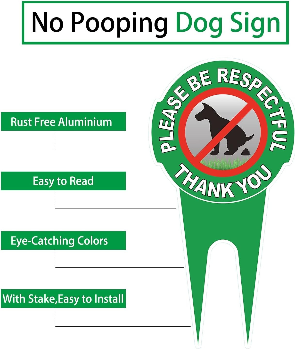 Easy Install Double-Sided Dog Sign – 2 Pack, 12&Prime; x 6&Prime; – Lawn Care Essential