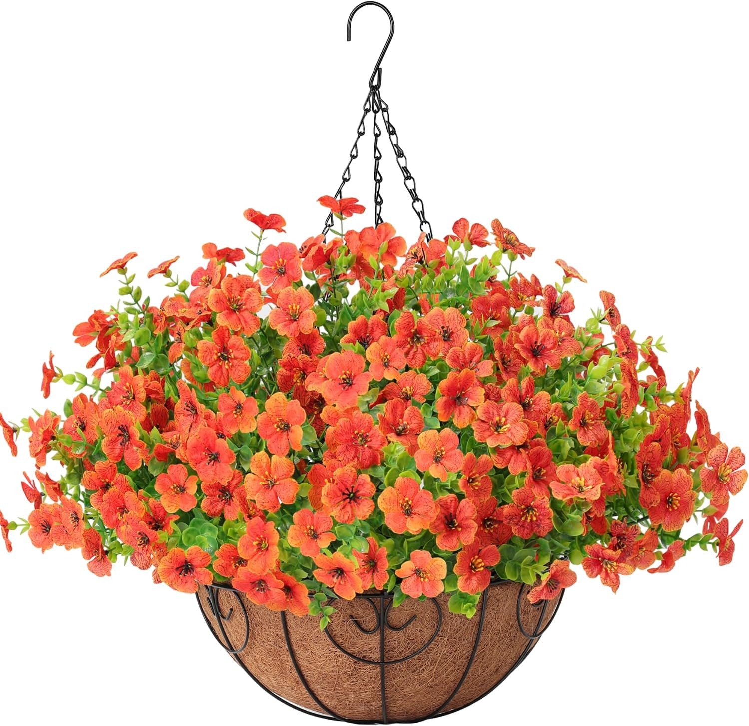 Artificial Fake Hanging Plants Flowers Basket Outdoors Summer Autumn Decor,