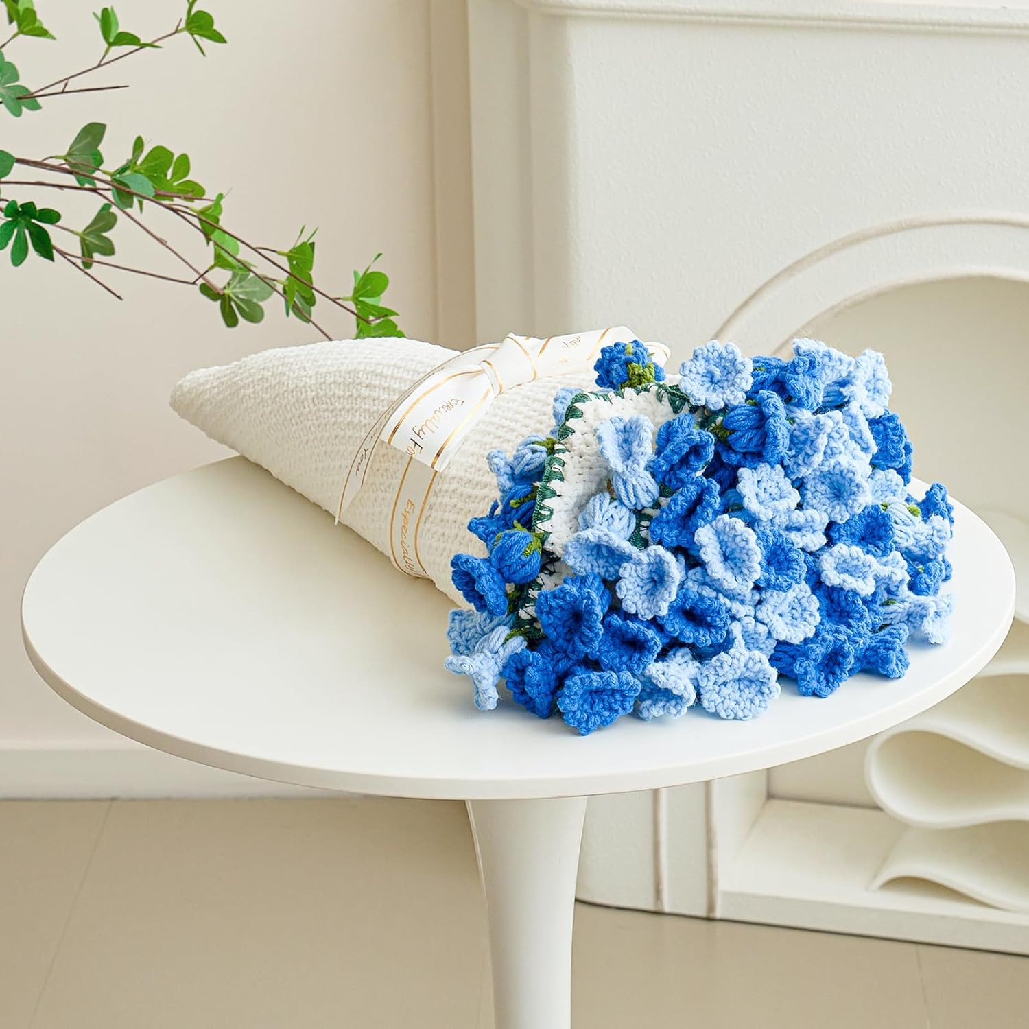 Crochet Flower Bouquet Throw Blanket, Handmade Knitted Blanket with Flowers, Cut