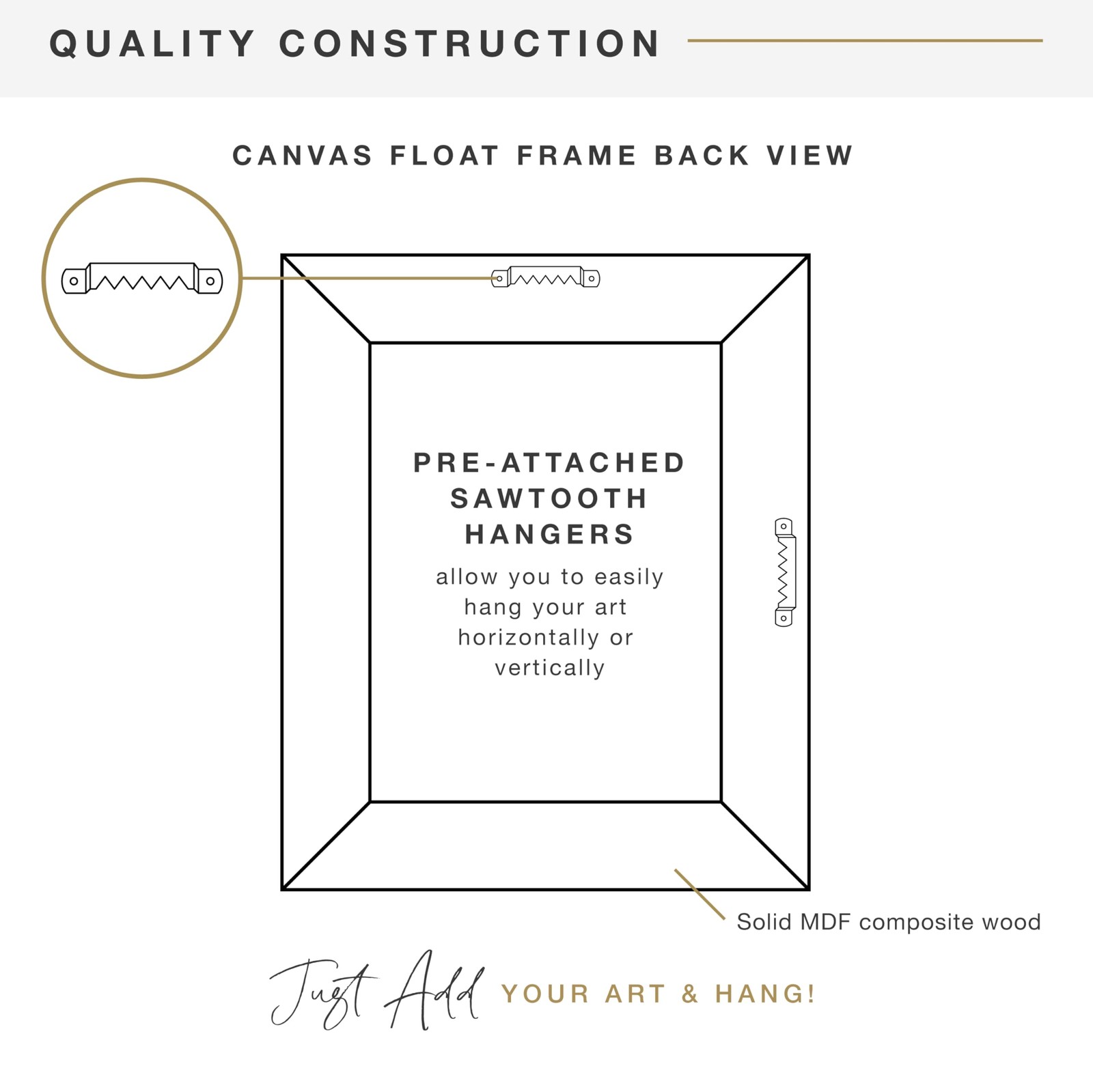 12×12 Black Canvas Float Frame, Square Display Frame For Art Paintings, 1 Pack