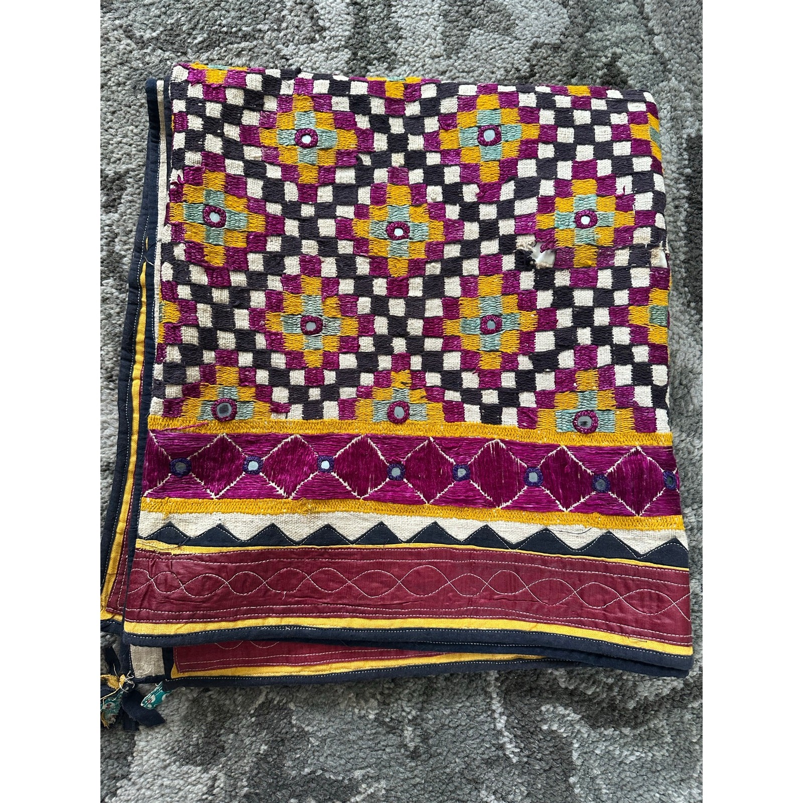 Vintage Banjara wall hanging ethnic tapestry hanging embroidery boho 35×64”