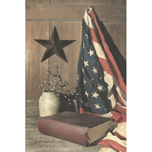 Billy Jacobs Canvas Print GOD AND COUNTRY 12&Prime; w x18&Prime;h Patriotic Inspirational