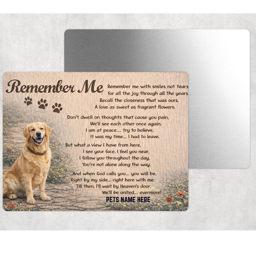 Golden Retriever Custom Dog Memorial Metal Sign Personalized Pet Name Gift 8×12