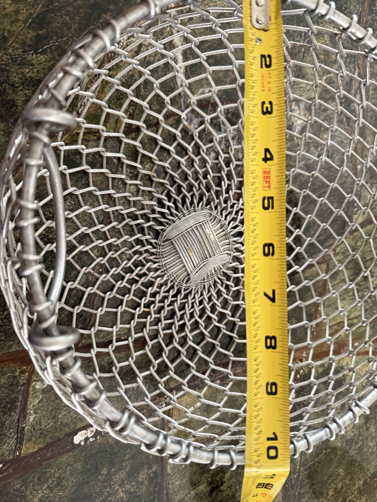 Handmade Metal Wire Basket with Handles 10 1/2&Prime; D X 5&Prime; H