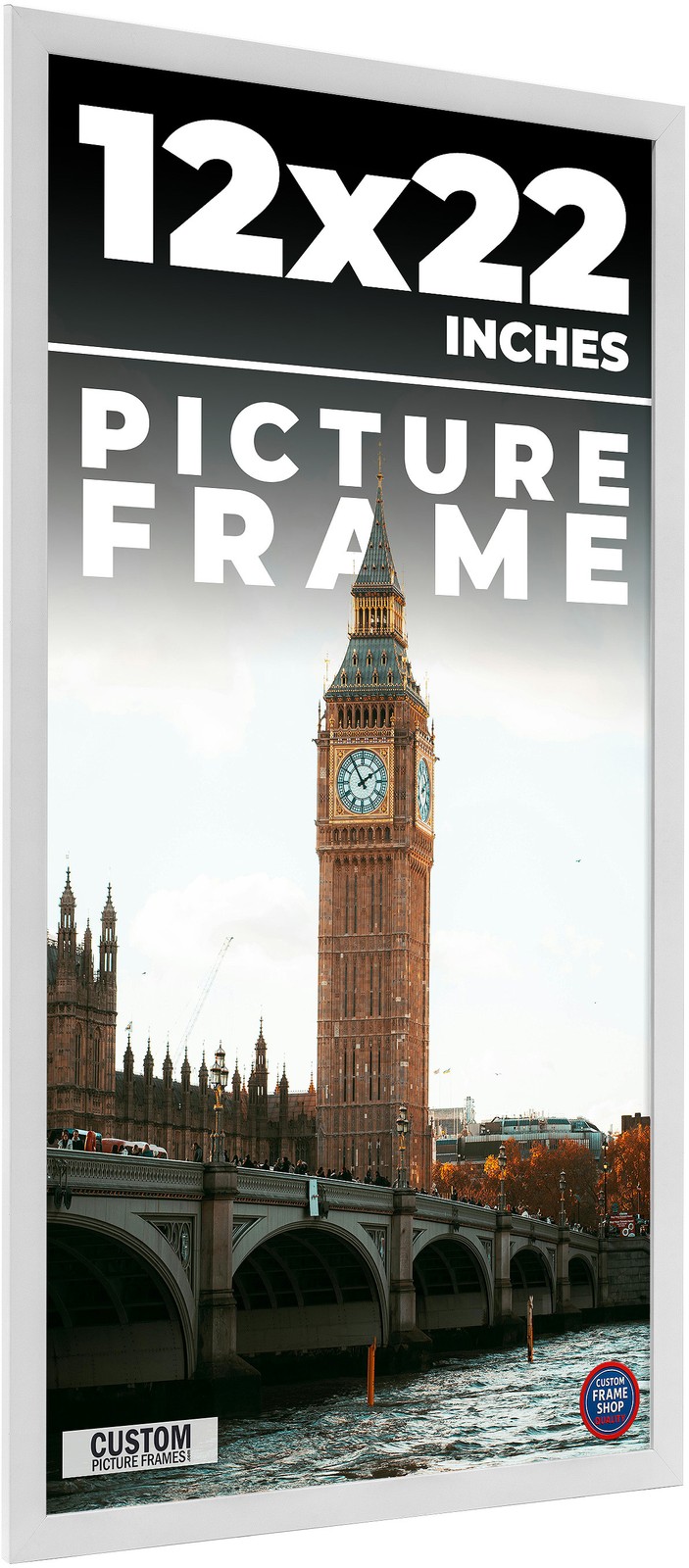 12×22 Frame White Wood Picture Photo Frame with UV Acrylic and Acid Free Backing